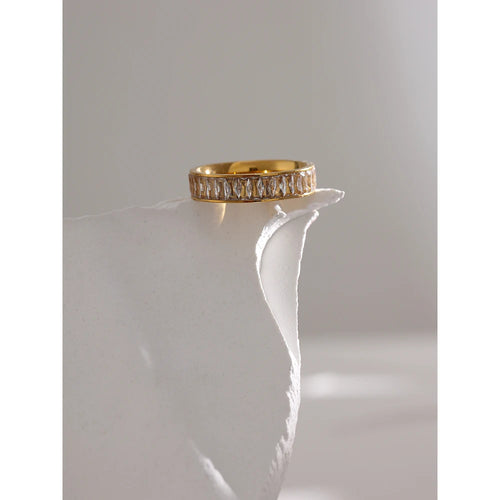 Comprar Todo Dia, aço inoxidável zircônia cúbica anel de jóias moda requintado casamento noivado dedo anel para mulher bijoux femme presente