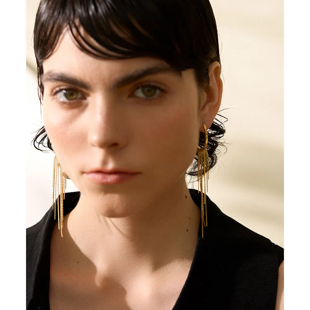 Yhpup-Brincos Dangle Longos Borla para Mulheres, Encantos de Metal, Jóias de Aço Inoxidável Impermeável, Cor Dourada, PVD, Fashion Party,Brincos Longos Femininos,
Acessórios Sofisticados para Festas,
Brincos em Aço Inoxidável com Ouro,
Joias Modernas e Elegantes,
Brincos de Borla Leves e Confortáveis,
Presentes para Mulheres Estilosas,
Brincos de Alta Durabilidade,
Brincos Dourados e Prateados Femininos,