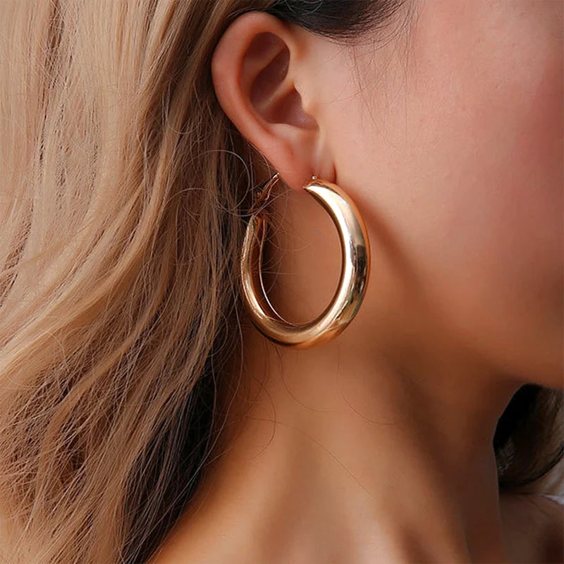 Brincos Dangle Geométricos para Mulheres, Grande, Redonda, Círculo, Argola, Europeu, Punk, Metal Simples, Declaração, Brincos Soltos, Jóias Vintage