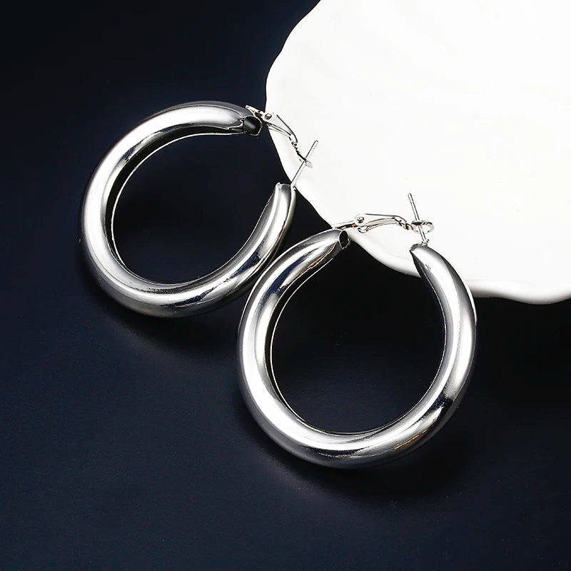 Brincos Dangle Geométricos para Mulheres, Grande, Redonda, Círculo, Argola, Europeu, Punk, Metal Simples, Declaração, Brincos Soltos, Jóias Vintage