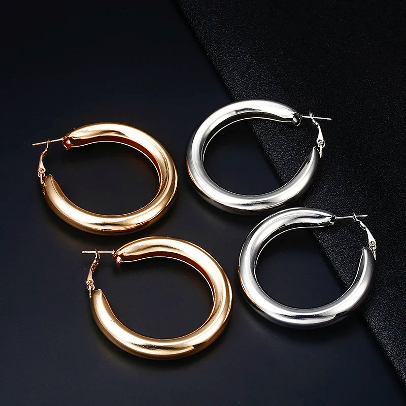 Brincos Dangle Geométricos para Mulheres, Grande, Redonda, Círculo, Argola, Europeu, Punk, Metal Simples, Declaração, Brincos Soltos, Jóias Vintage