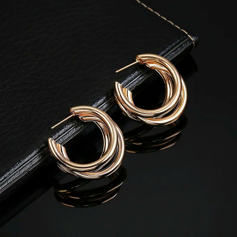 Brincos Dangle Geométricos para Mulheres, Grande, Redonda, Círculo, Argola, Europeu, Punk, Metal Simples, Declaração, Brincos Soltos, Jóias Vintage