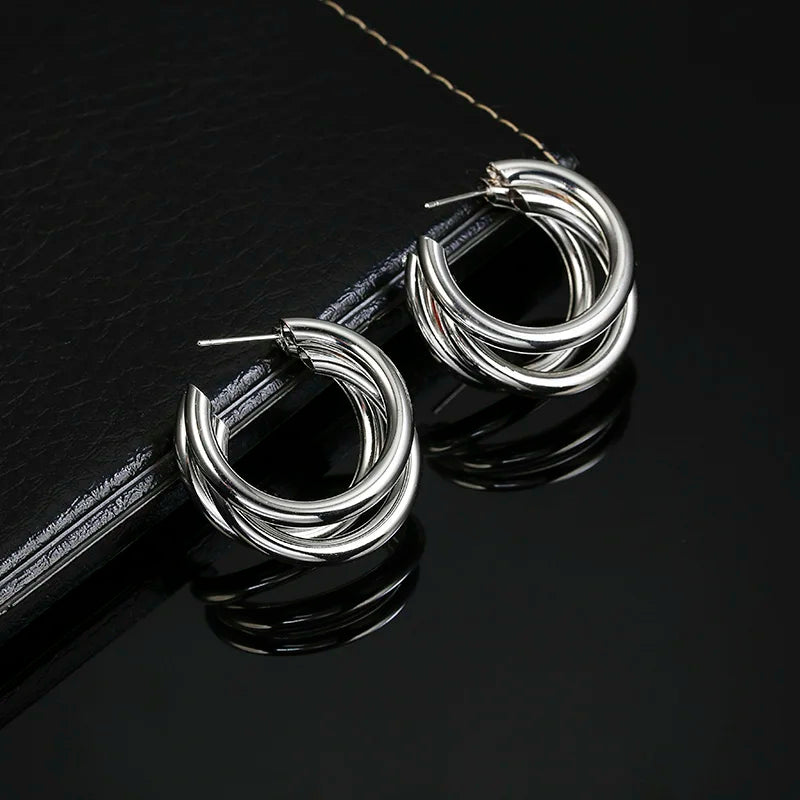 Brincos Dangle Geométricos para Mulheres, Grande, Redonda, Círculo, Argola, Europeu, Punk, Metal Simples, Declaração, Brincos Soltos, Jóias Vintage