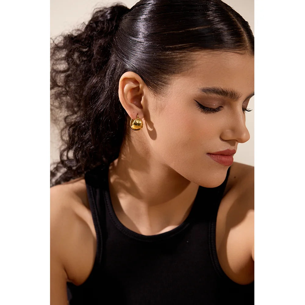 comprar todo dia, aço inoxidável robusto geométrico incomum brincos, personalizado metal à prova de ferrugem, 18k ouro cor jóias, charme feminino