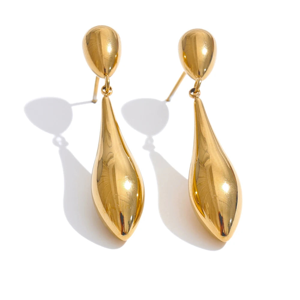 comprar todo dia,Brincos Declaração Gota Água, Charme Polido, Aço Inoxidável, Ouro e Platinum Plated, Rust Proof, Escritório, Temperamento Jóias