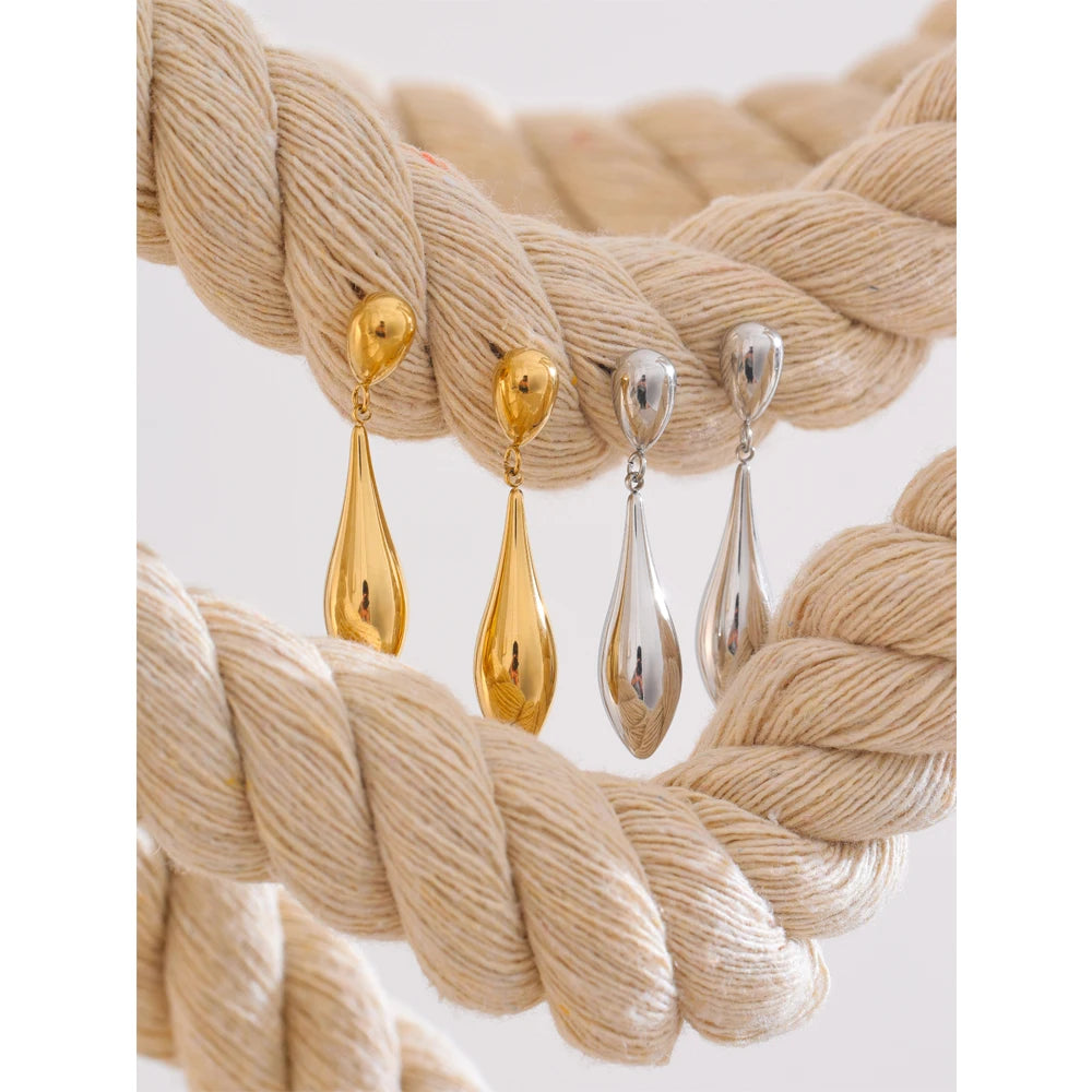comprar todo dia, Brincos Gota D'Água: Charme e Elegância em Aço Inoxidável-Brincos Declaração Gota Água, Charme Polido, Aço Inoxidável, Ouro e Platinum Plated, Rust Proof, Escritório, Temperamento Jóias