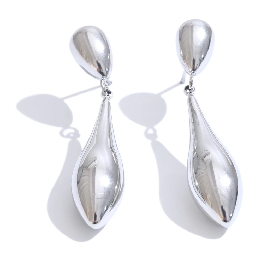Brincos Gota D'Água: Charme e Elegância em Aço Inoxidável, comprar todo dia-Brincos Declaração Gota Água, Charme Polido, Aço Inoxidável, Ouro e Platinum Plated, Rust Proof, Escritório, Temperamento Jóias