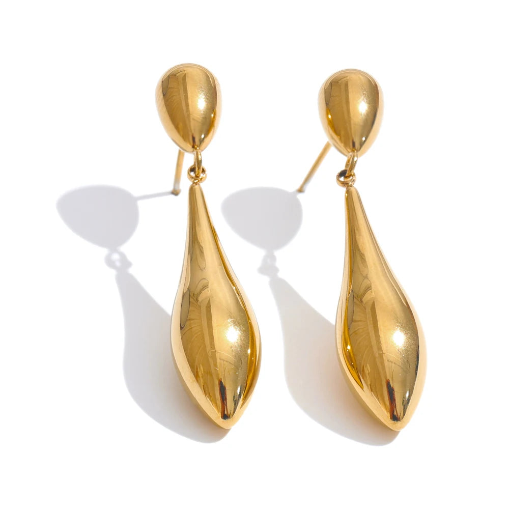 comprar todo dia, Brincos Gota D'Água: Charme e Elegância em Aço Inoxidável-Brincos Declaração Gota Água, Charme Polido, Aço Inoxidável, Ouro e Platinum Plated, Rust Proof, Escritório, Temperamento Jóias