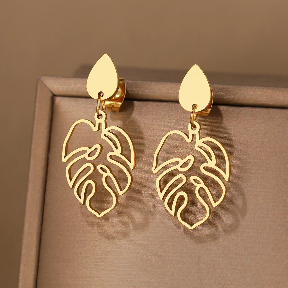 Brincos pingentes de aço inoxidável para mulheres, vintage doce, girassol delicado, sentido elegante, leve, moda luxuosa, joias