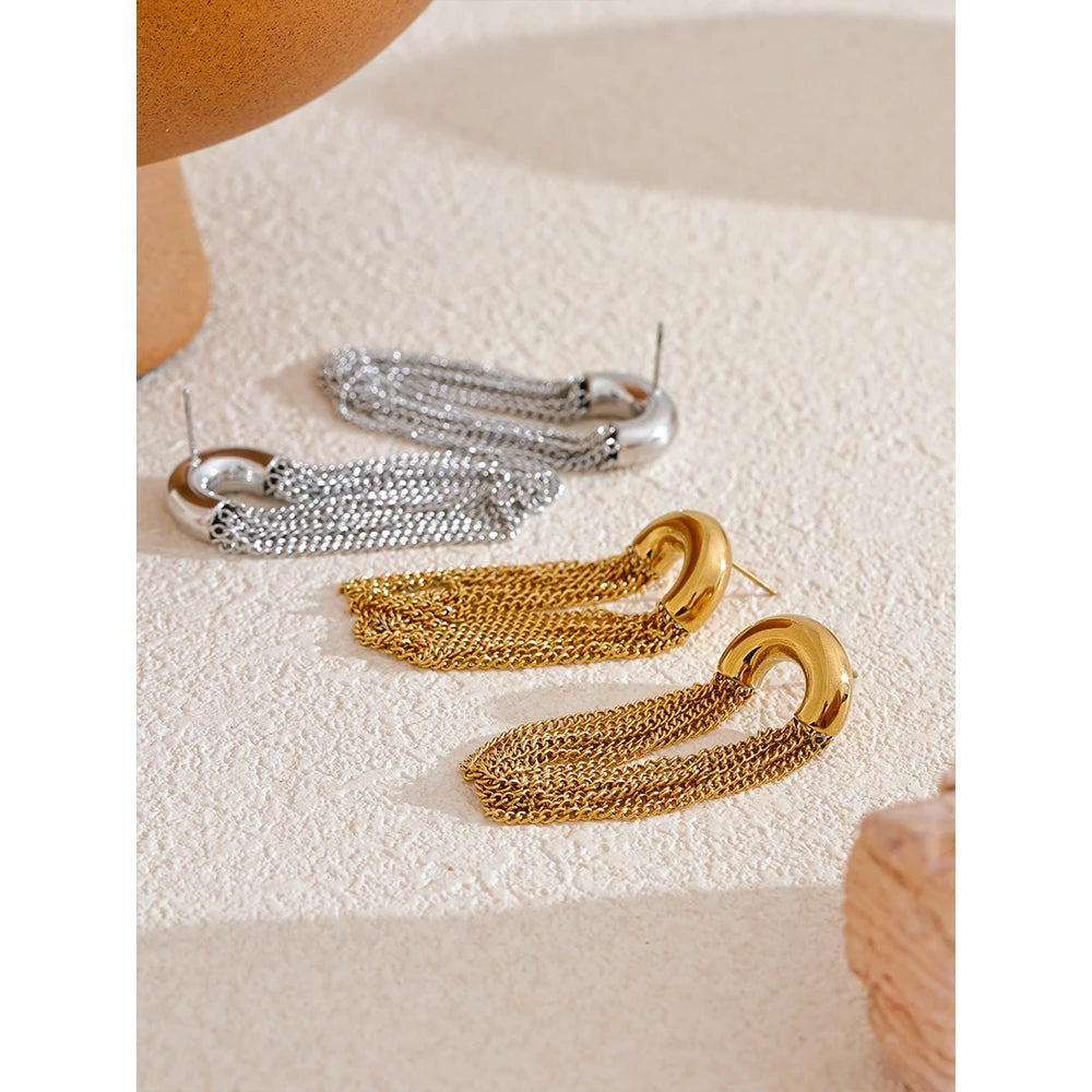 Brincos De Corrente De Borla De Aço Inoxidável, Gota Longa Dangle, À Prova D 'Água, Personalizado, Hipoalergênico, Jóias Diárias, Moda, comprar todo dia