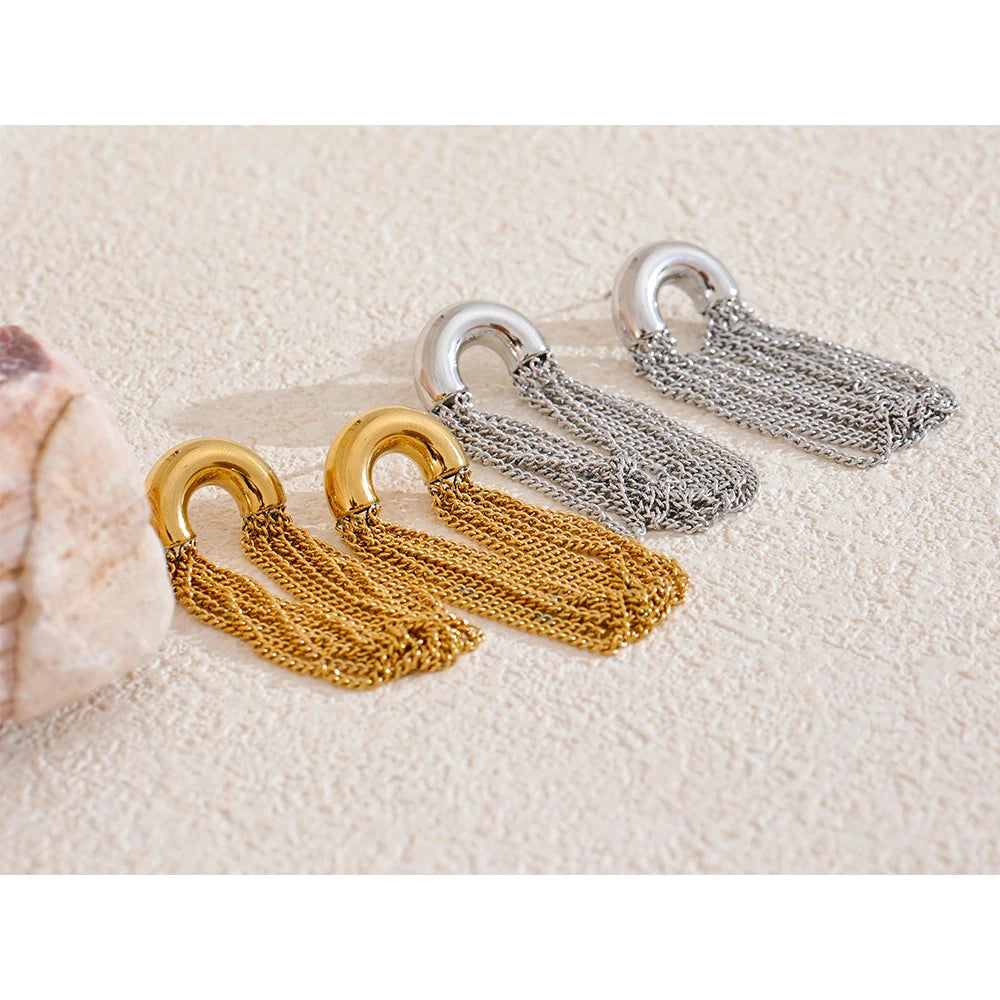Brincos De Corrente De Borla De Aço Inoxidável, Gota Longa Dangle, À Prova D 'Água, Personalizado, Hipoalergênico, Jóias Diárias, Moda, comprar todo dia