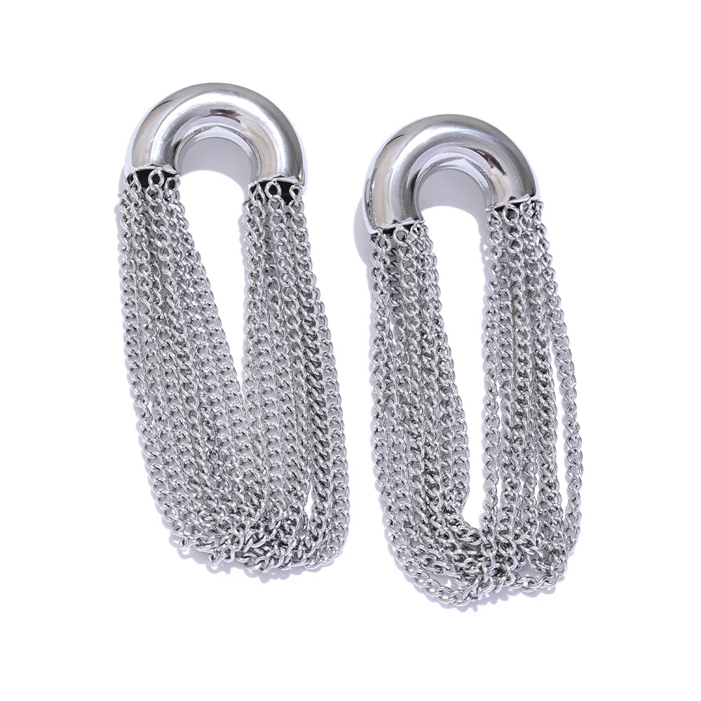Brincos De Corrente De Borla De Aço Inoxidável, Gota Longa Dangle, À Prova D 'Água, Personalizado, Hipoalergênico, Jóias Diárias, Moda, comprar todo dia