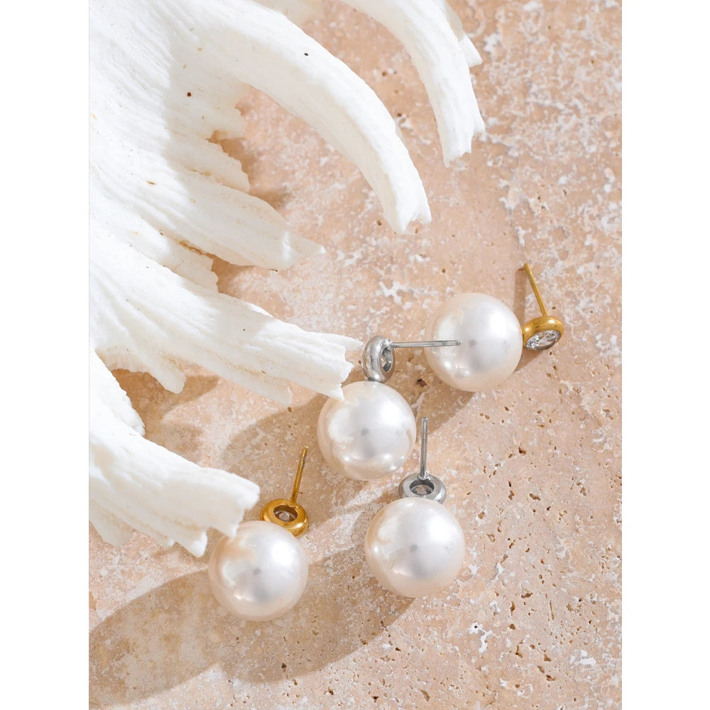 comprar todo dia-Brincos redondos de zircão para mulheres, garanhão diário clássico, amuleto de aço inoxidável, joias da moda, estilo