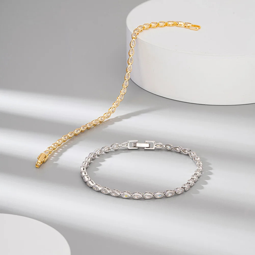 Pulseira Comprar Todo Dia Joias em Prata 925 com Zircônia jóias espumante 4mm pulseira de tênis original certificado real 925 prata esterlina forma oval pulseiras de diamante pulseira sb154
