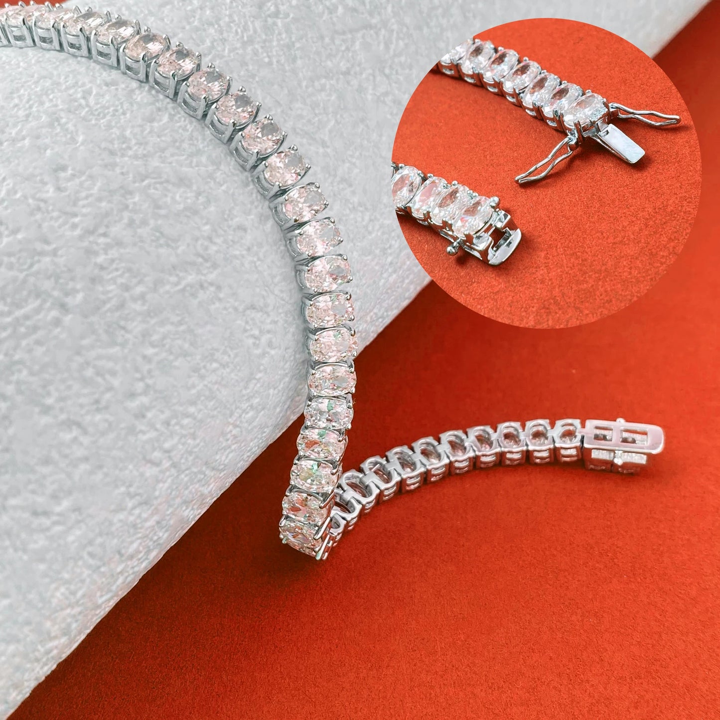 Comprar Todo Dia, Pulseiras de tênis de moissanite com corte oval de 0,5 quilates S925 prata 18K banhada a ouro para mulheres homens joias hiphop presentes certificação GRA