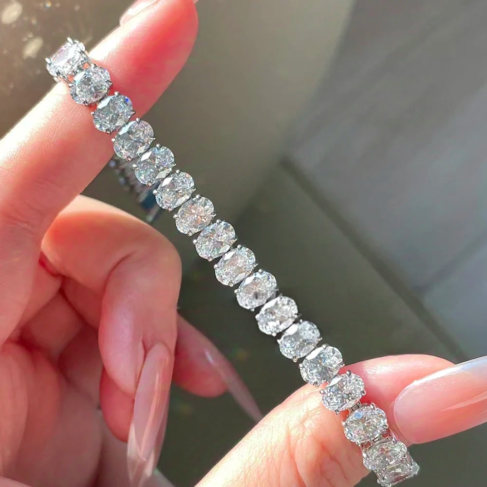 Comprar Todo Dia, Pulseiras de tênis de moissanite com corte oval de 0,5 quilates S925 prata 18K banhada a ouro para mulheres homens joias hiphop presentes certificação GRA