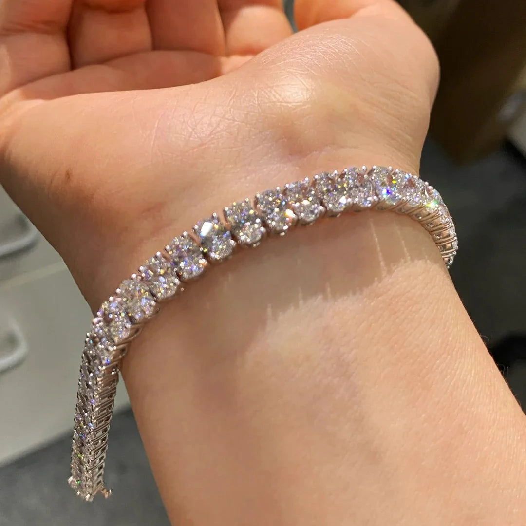 Comprar Todo Dia, Pulseiras de tênis de moissanite com corte oval de 0,5 quilates S925 prata 18K banhada a ouro para mulheres homens joias hiphop presentes certificação GRA