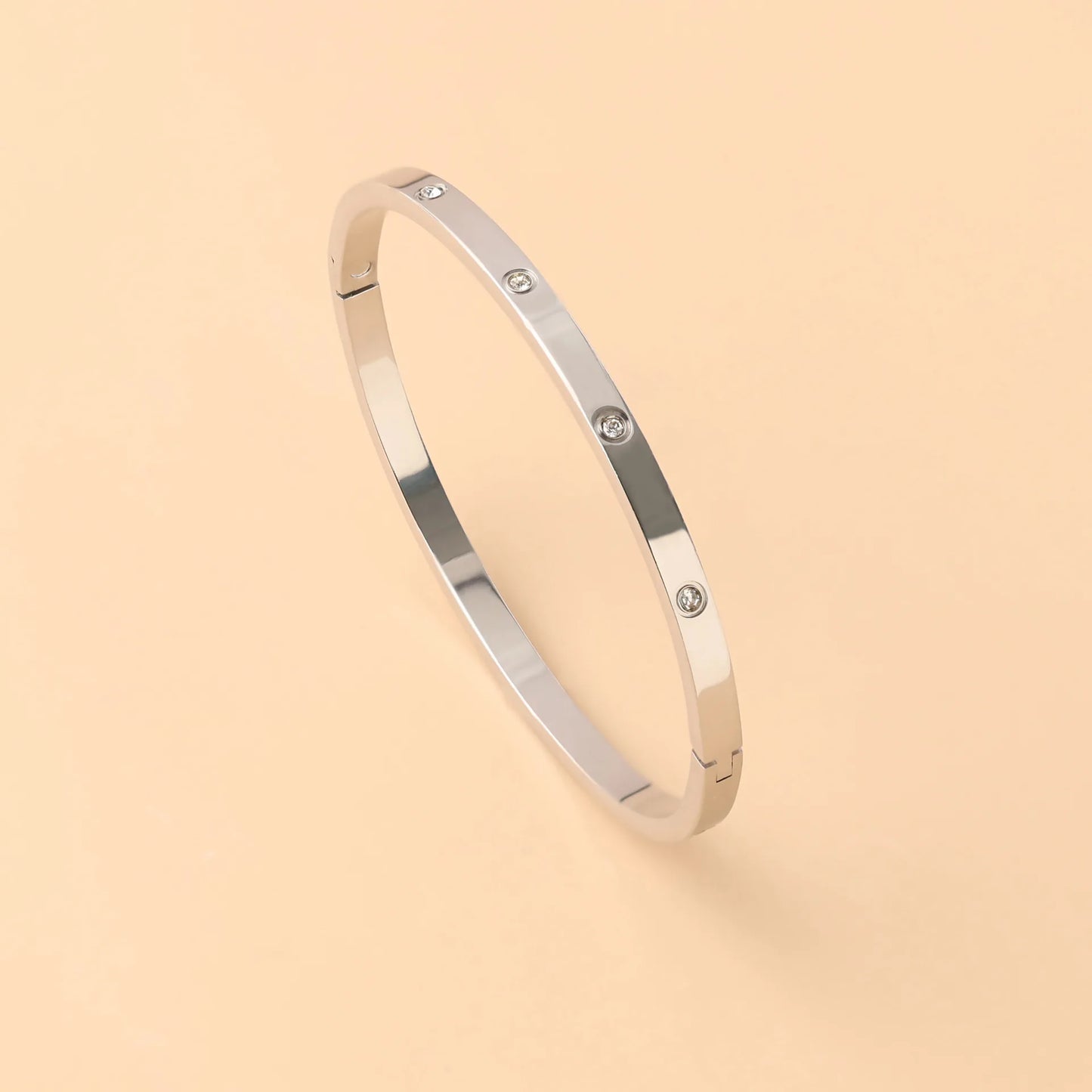 Pulseira de zircônia cúbica em aço inoxidável para homens e mulheres, sem desbotamento, joias diárias, presente de feriado, festa, moda