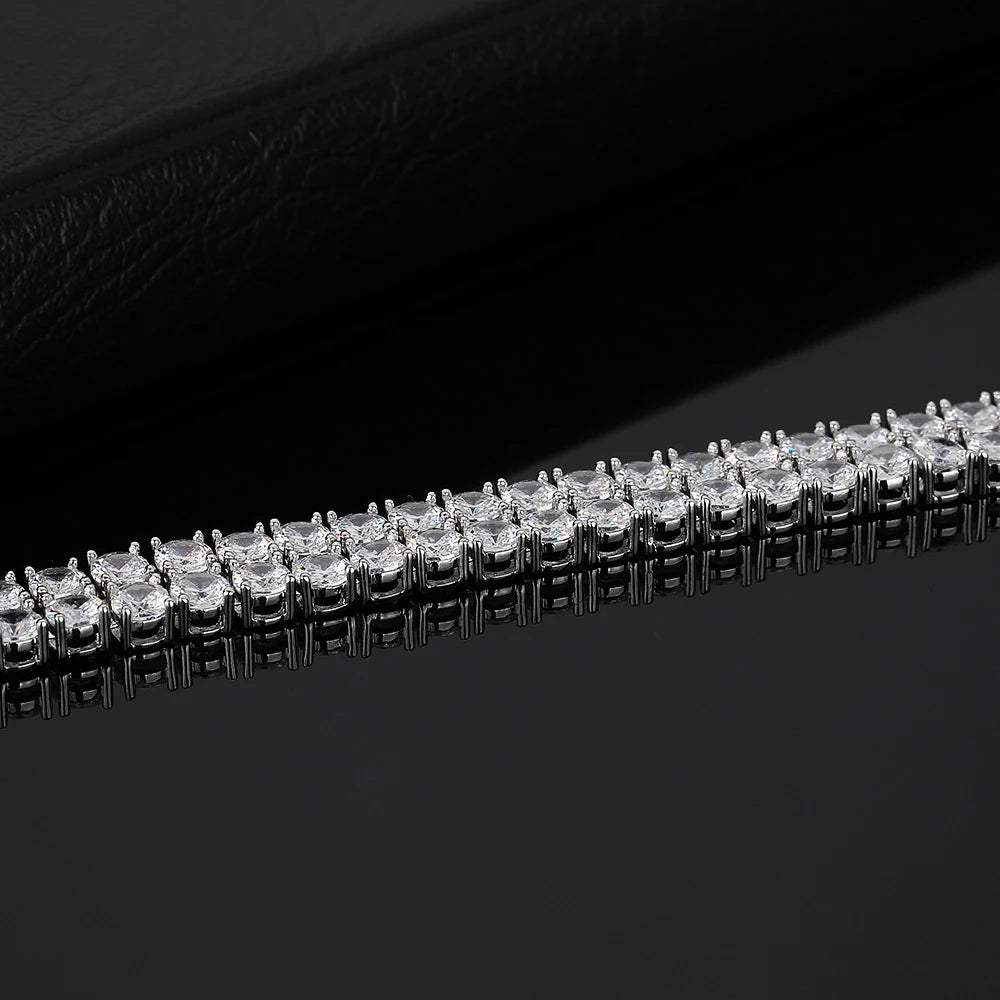 Bxiny pulseiras de tênis de moissanite 3mm, prata s925 para mulheres e homens, fileira dupla, diamante certificado, hiphop, corrente de mão, joias de presente