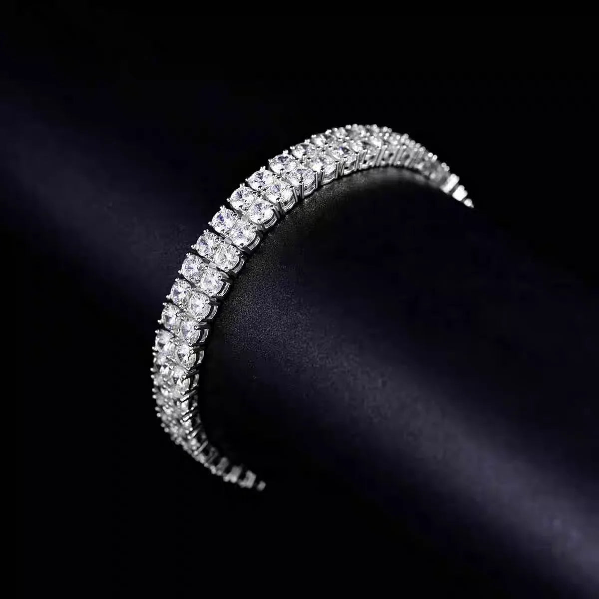 Bxiny pulseiras de tênis de moissanite 3mm, prata s925 para mulheres e homens, fileira dupla, diamante certificado, hiphop, corrente de mão, joias de presente