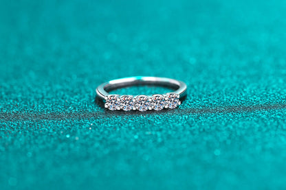 Comprar Todo Dia, Luxo pt950 proposta de platina 0.5ct moissanite diamante linha anéis para mulheres adorável anel de ouro branco real lindo presente
