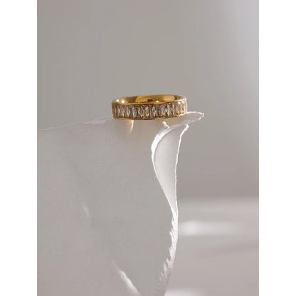 Comprar Todo Dia, aço inoxidável zircônia cúbica anel de jóias moda requintado casamento noivado dedo anel para mulher bijoux femme presente