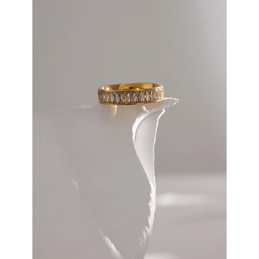 Comprar Todo Dia, aço inoxidável zircônia cúbica anel de jóias moda requintado casamento noivado dedo anel para mulher bijoux femme presente