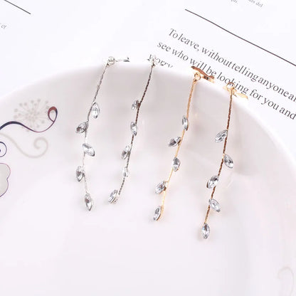 Brincos sem perfurado, Rhinestone Charme, Longo Cristal, Declaração de Moda, Casamento da menina Jóias