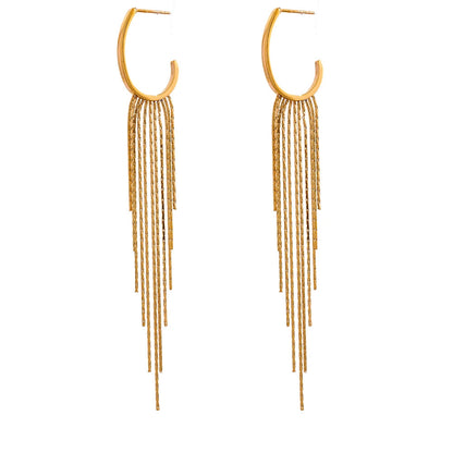 Yhpup-Brincos Dangle Longos Borla para Mulheres, Encantos de Metal, Jóias de Aço Inoxidável Impermeável, Cor Dourada, PVD, Fashion Party,Brincos Longos Femininos,
Acessórios Sofisticados para Festas,
Brincos em Aço Inoxidável com Ouro,
Joias Modernas e Elegantes,
Brincos de Borla Leves e Confortáveis,
Presentes para Mulheres Estilosas,
Brincos de Alta Durabilidade,
Brincos Dourados e Prateados Femininos,