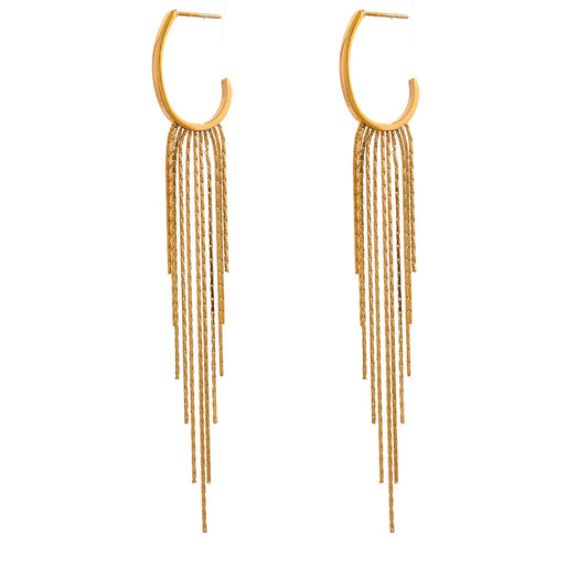 Yhpup-Brincos Dangle Longos Borla para Mulheres, Encantos de Metal, Jóias de Aço Inoxidável Impermeável, Cor Dourada, PVD, Fashion Party,Brincos Longos Femininos,
Acessórios Sofisticados para Festas,
Brincos em Aço Inoxidável com Ouro,
Joias Modernas e Elegantes,
Brincos de Borla Leves e Confortáveis,
Presentes para Mulheres Estilosas,
Brincos de Alta Durabilidade,
Brincos Dourados e Prateados Femininos,
