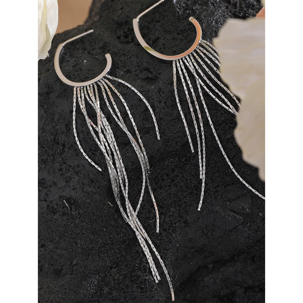 Yhpup-Brincos Dangle Longos Borla para Mulheres, Encantos de Metal, Jóias de Aço Inoxidável Impermeável, Cor Dourada, PVD, Fashion Party,Brincos Longos Femininos,
Acessórios Sofisticados para Festas,
Brincos em Aço Inoxidável com Ouro,
Joias Modernas e Elegantes,
Brincos de Borla Leves e Confortáveis,
Presentes para Mulheres Estilosas,
Brincos de Alta Durabilidade,
Brincos Dourados e Prateados Femininos,