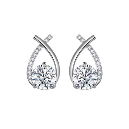 Pérola e cristal cruz brincos para mulheres e meninas, anéis de orelha, acessórios, joias rabo de peixe, requintado, elegante, estilo coreano, moda