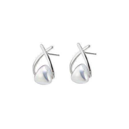 Pérola e cristal cruz brincos para mulheres e meninas, anéis de orelha, acessórios, joias rabo de peixe, requintado, elegante, estilo coreano, moda