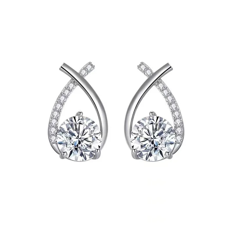 Pérola e cristal cruz brincos para mulheres e meninas, anéis de orelha, acessórios, joias rabo de peixe, requintado, elegante, estilo coreano, moda