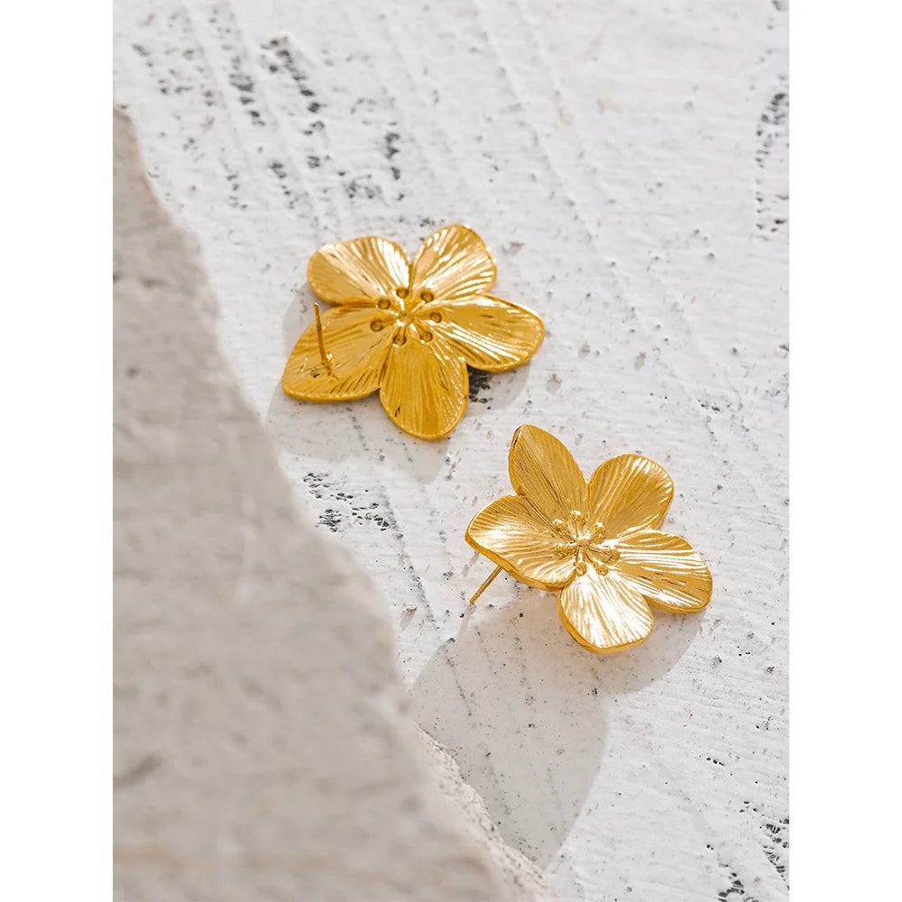 comprar todo dia, livre cor de ouro do vintage aço inoxidável flor metal brincos para as mulheres individual elegante jóias na moda