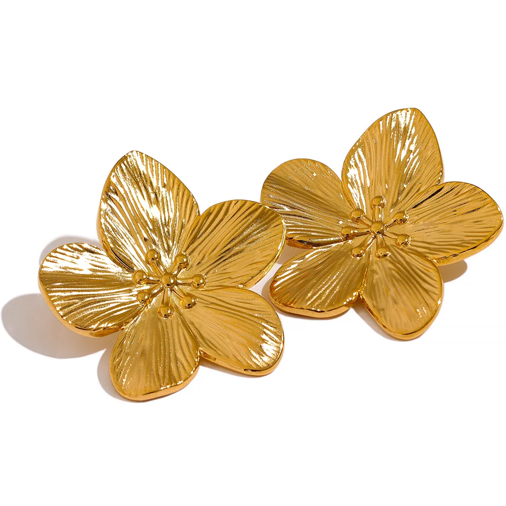 comprar todo dia,  livre cor de ouro do vintage aço inoxidável flor metal brincos para as mulheres individual elegante jóias na moda