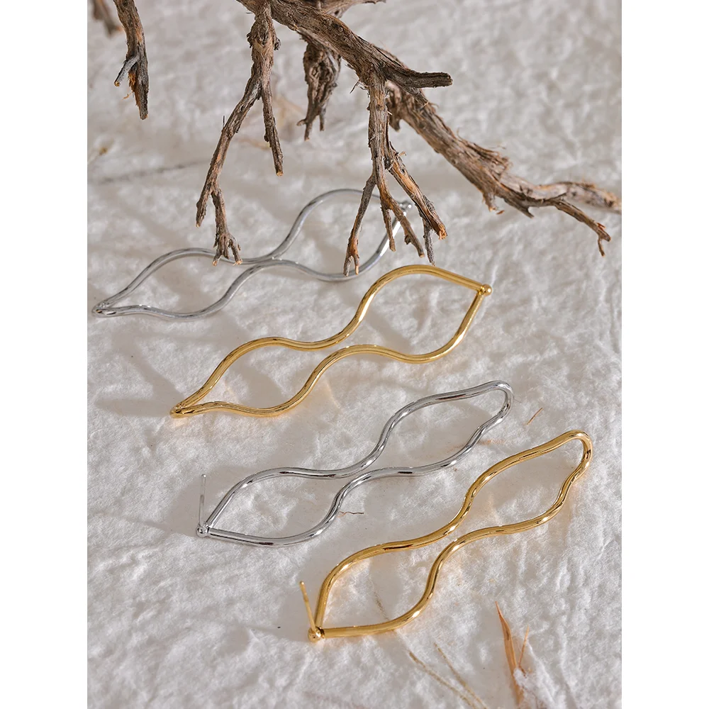 comprar todo dia, minimalista aço inoxidável geométrico oco brincos longos para mulheres simples metal elegante jóias à prova dwaterproof água
