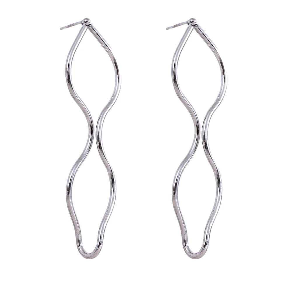 comprar todo dia, minimalista aço inoxidável geométrico oco brincos longos para mulheres simples metal elegante jóias à prova dwaterproof água
