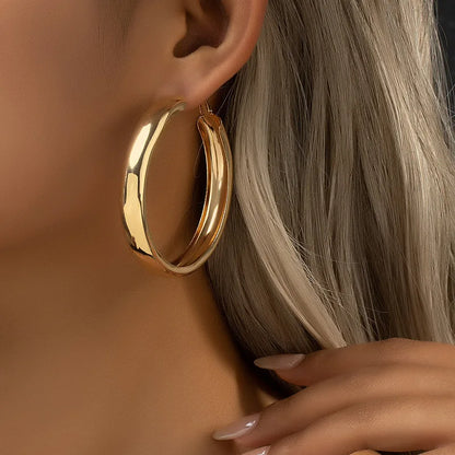 Brincos Dangle Geométricos para Mulheres, Grande, Redonda, Círculo, Argola, Europeu, Punk, Metal Simples, Declaração, Brincos Soltos, Jóias Vintage