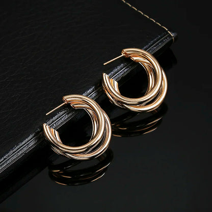 Brincos Dangle Geométricos para Mulheres, Grande, Redonda, Círculo, Argola, Europeu, Punk, Metal Simples, Declaração, Brincos Soltos, Jóias Vintage