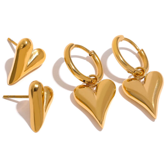 comprar todo dia aço inoxidável chique coração huggie hoop brincos charme cor de ouro manchar livre moda jóias para mulher bijuteria