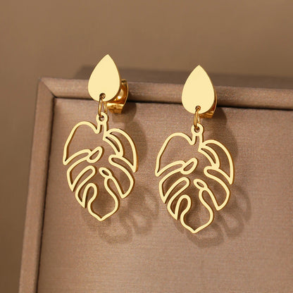 Brincos pingentes de aço inoxidável para mulheres, vintage doce, girassol delicado, sentido elegante, leve, moda luxuosa, joias
