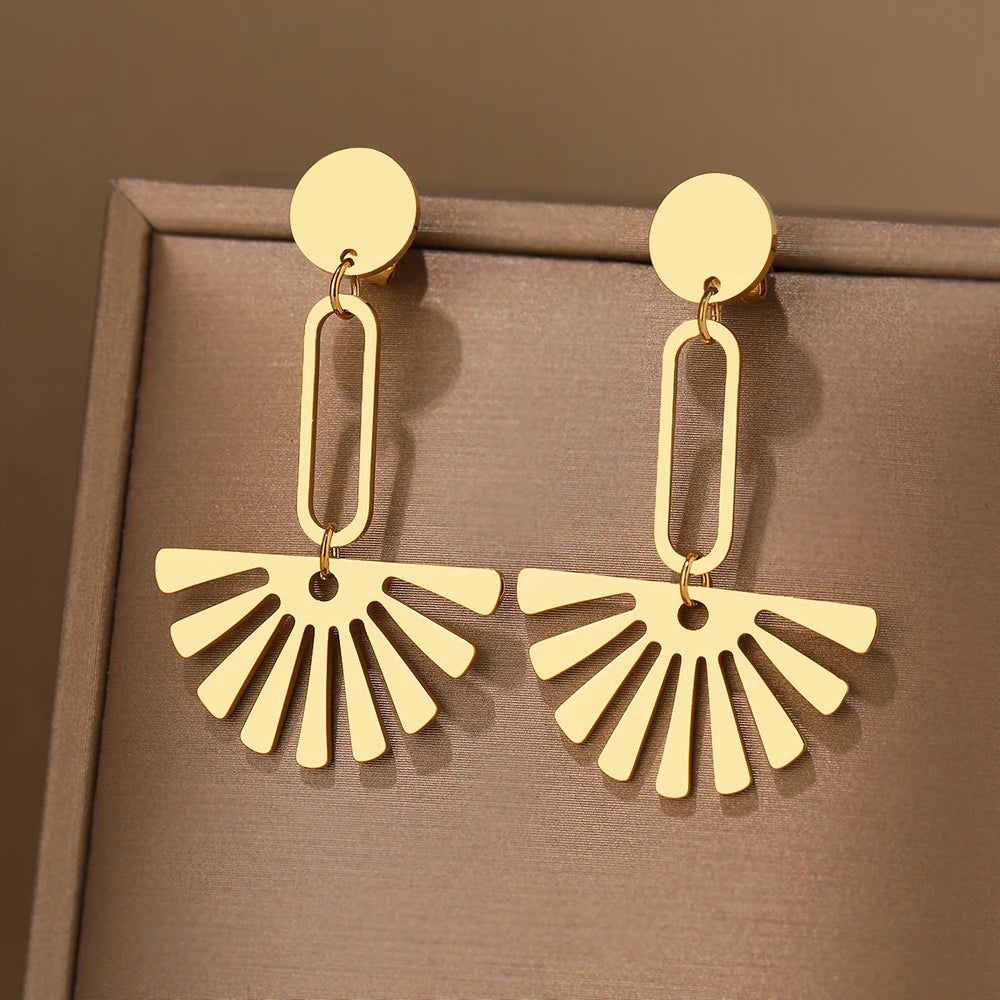Brincos pingentes de aço inoxidável para mulheres, vintage doce, girassol delicado, sentido elegante, leve, moda luxuosa, joias