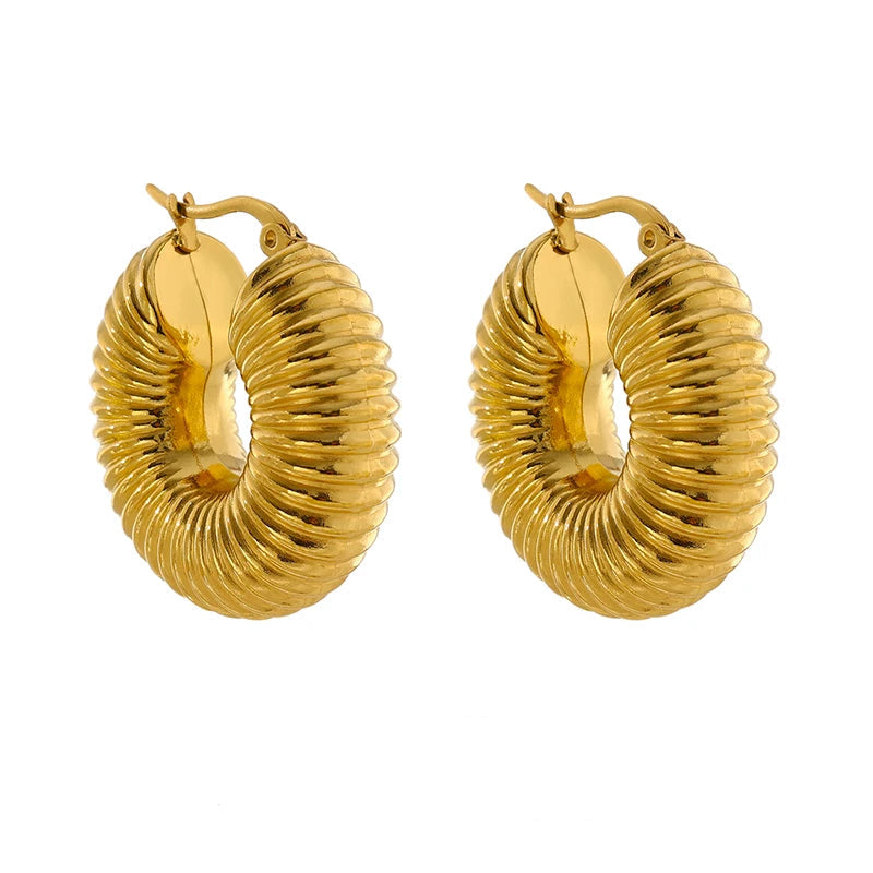 Yhpup-Round Chunky aço inoxidável Hoop Earrings, ouro 18 K Metal Jóias, impermeável, acessórios da moda, Novo,Brincos Chunky Femininos,
Brincos Modernos e Elegantes,
Joias de Aço Inoxidável com Ouro 18K,
Brincos de Argola Robustos e Sofisticados,
Acessórios Femininos para Festas e Eventos,
Brincos Leves e Confortáveis,
Brincos de Luxo Resistentes à Água,
Brincos Arrojados Femininos,
Brincos Chunky para Presentear,
Joias Femininas Atemporais,