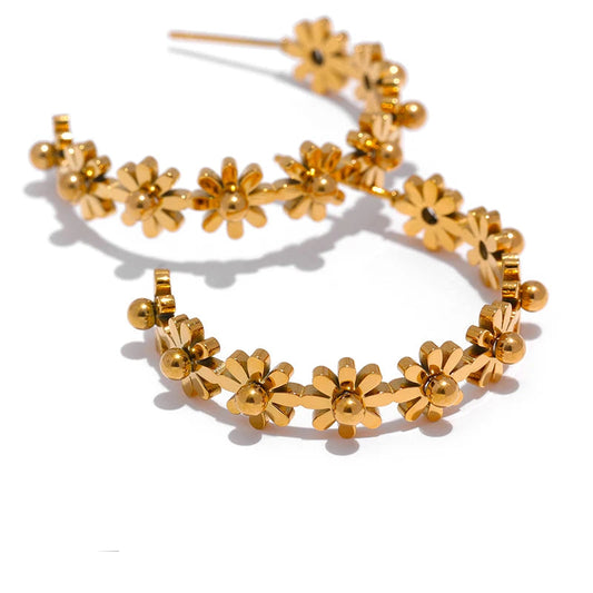 Brincos Redondos para Mulheres, Aço Inoxidável, Metal Dourado, Marca na Moda, Textura Jóias, Festa Presente, Impermeável, Moda