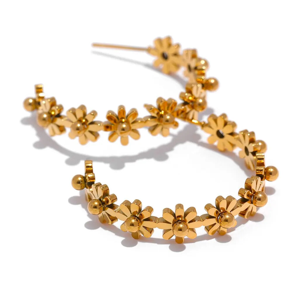 Brincos Redondos para Mulheres, Aço Inoxidável, Metal Dourado, Marca na Moda, Textura Jóias, Festa Presente, Impermeável, Moda