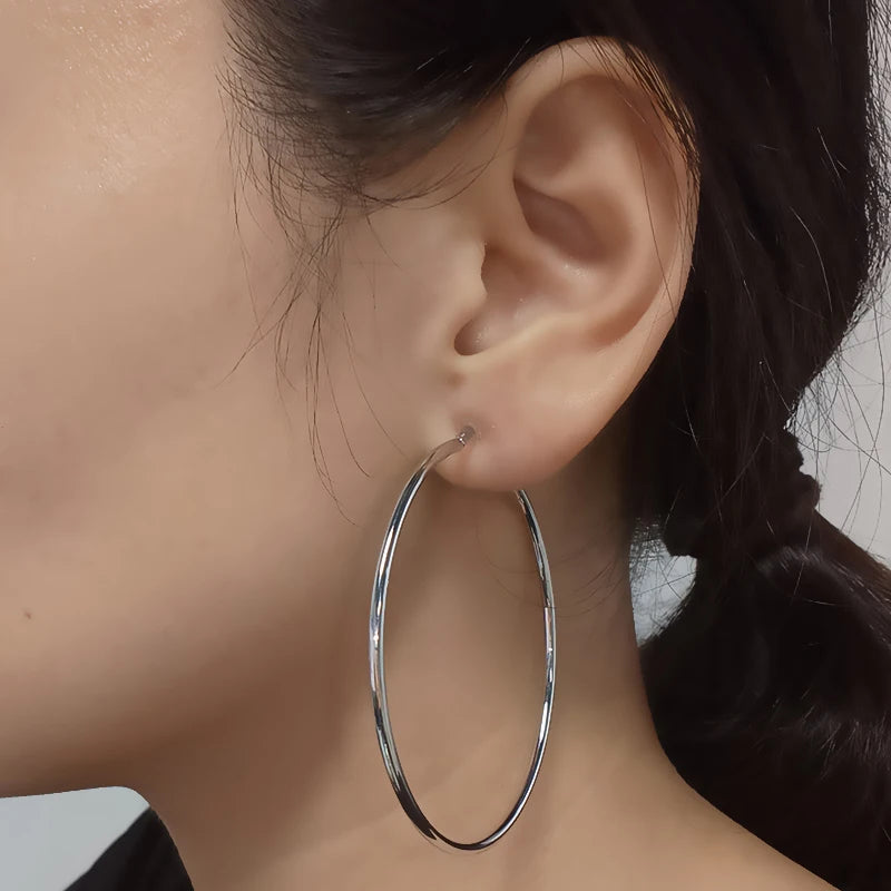 Clipes lisos Big Round Hoop Ear para mulheres, Golden Ear Clips, não perfurados, exagerados, clipe simples em brincos, acessórios de jóias, 60mm, comprar todo dia