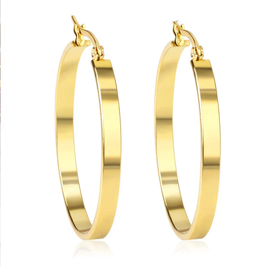 Luxusteel forma redonda brincos de argola de aço inoxidável feminino simples geométrico pequeno grande metal feminino brinco jóias