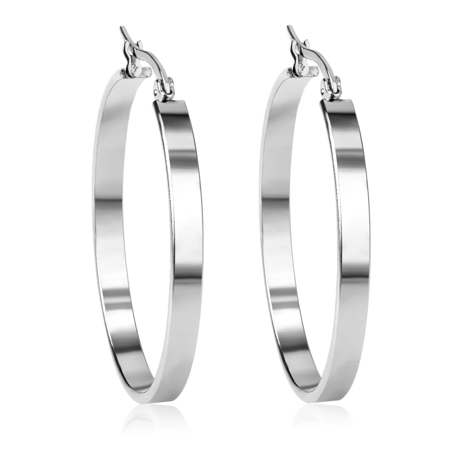 Luxusteel forma redonda brincos de argola de aço inoxidável feminino simples geométrico pequeno grande metal feminino brinco jóias