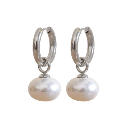 comprar todo dia alta qualidade imitação de pérolas gota aço inoxidável dourado coreano hoop brincos encantos moda jóias bijoux femme presente
